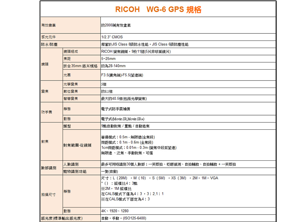 WG-6 全天候防水機浮潛、深潛、雨天的好夥伴